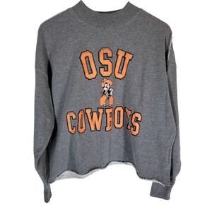 47 Brand OSU Cowboys Sweatshirt Large Gray Orange Cropped Hem‎ College
